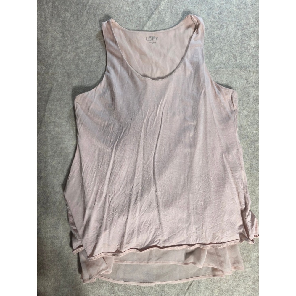 Ann Taylor LOFT Pink Split Back Layered Tank Top Scoop Neck Sleeveless Small